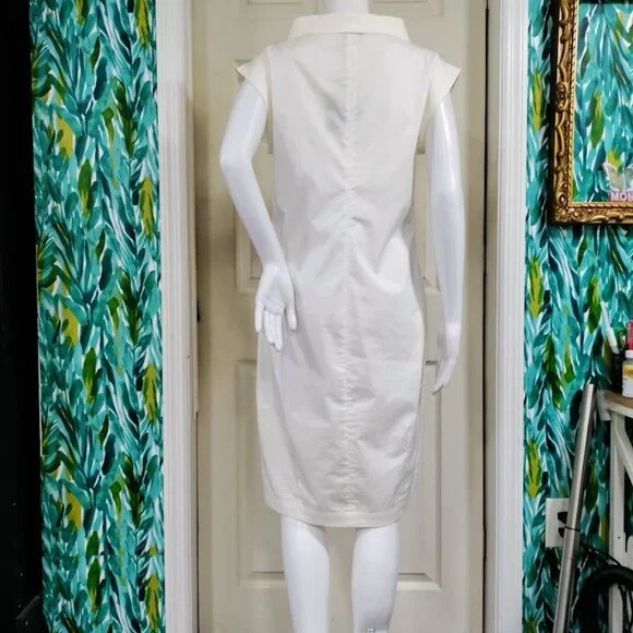 Peserico Womens White Embellished Artsey Lux Dress Size 42 M Made In Italy - Picture 5 of 16